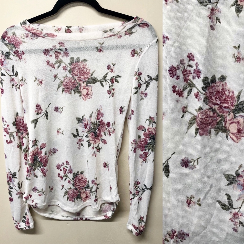 Wishful Park Floral Long Sleeve Tee Size Small
